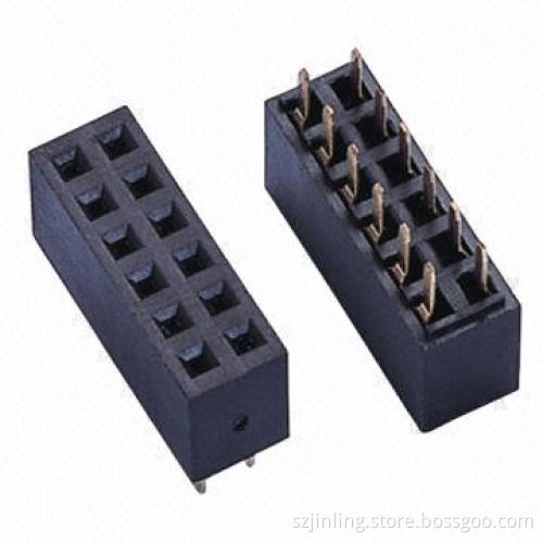 Female Headers, O-type Terminal, 8.5mm Height, 2.54mm Pitch, Dual-row, Straight Angle